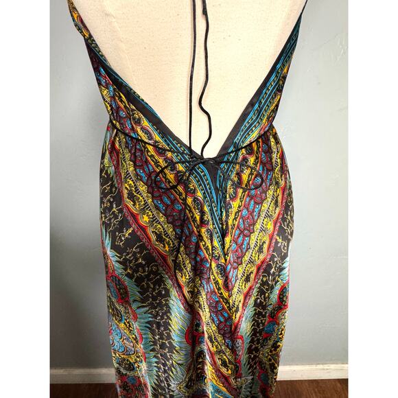 Vibrant Multicolor V-Neck Maxi Dress – Boho Style, Made in India -One Size - Picture 5 of 14